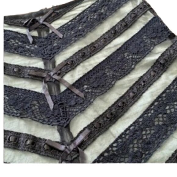 Vintage Black Mesh & Lace Overlay Fairy Whimsygoth Skirt Y2k Black 2 - Picture 2 of 5